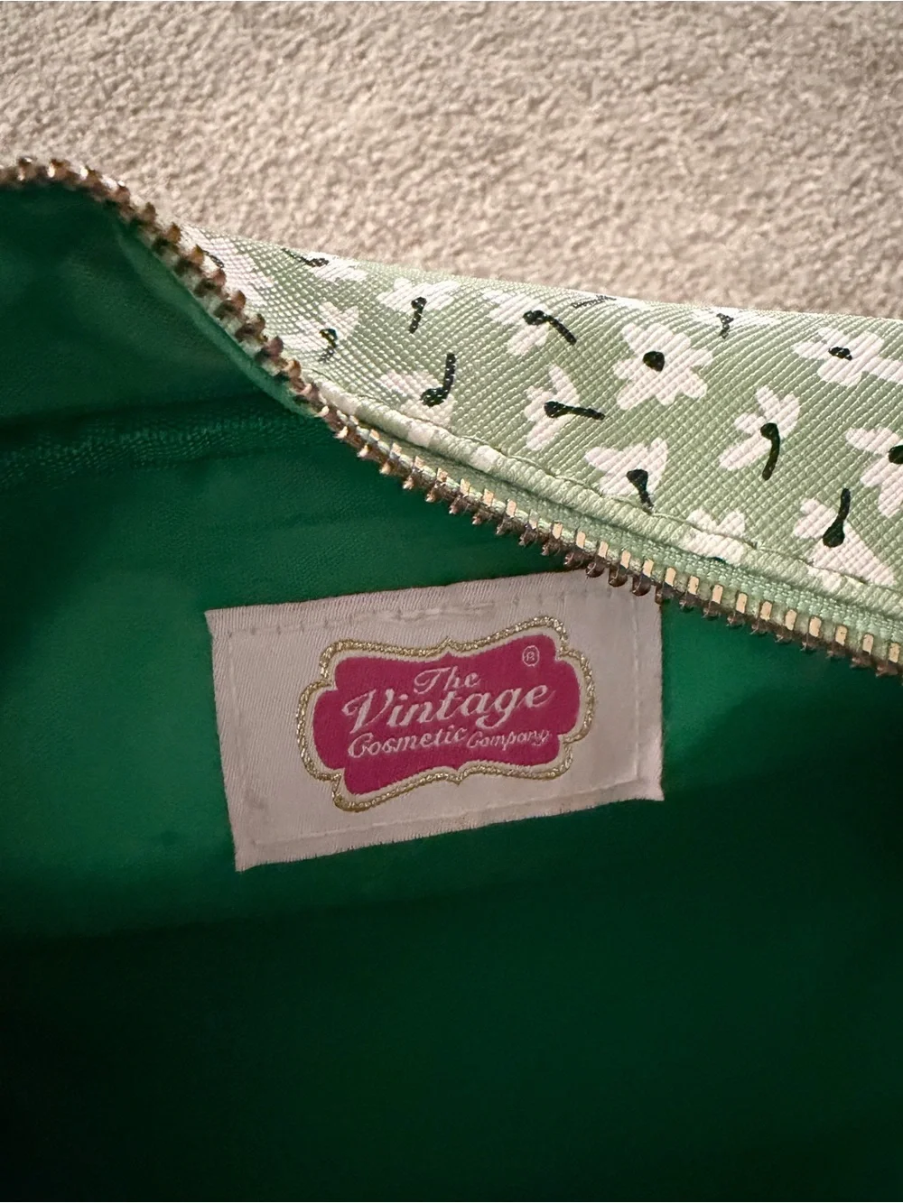 Floral Cosmetic Pouch in Sage Green